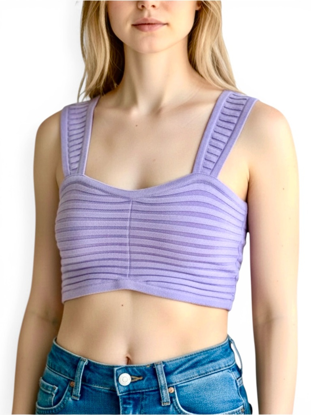 WILD FABLE Soft Lavender Ribbed Crop Top